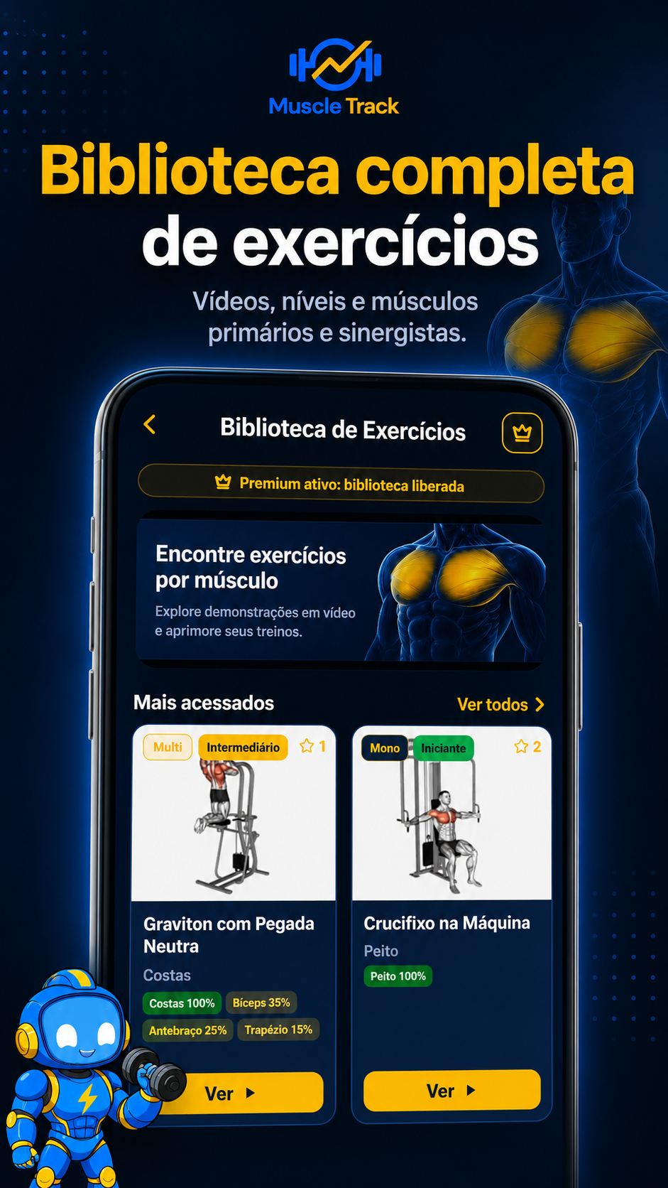 Biblioteca de exercícios do Muscle Track
